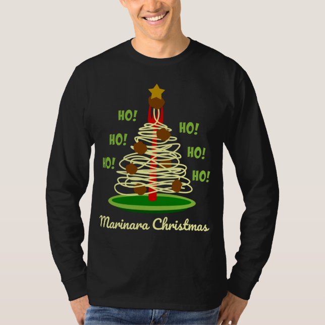  Ho! Ho! Ho! Marinara jul Pasta Träd T Shirt (Framsida)
