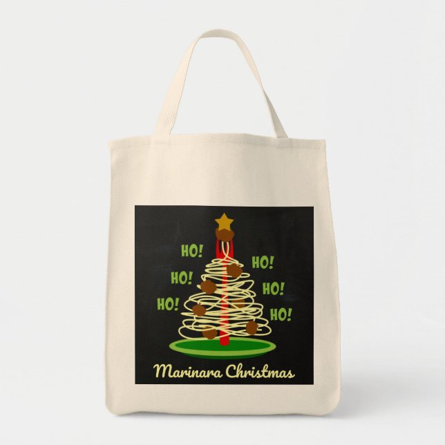 Ho! Ho! Ho! Marinara jul Pasta Träd Tygkasse (Framsidan)