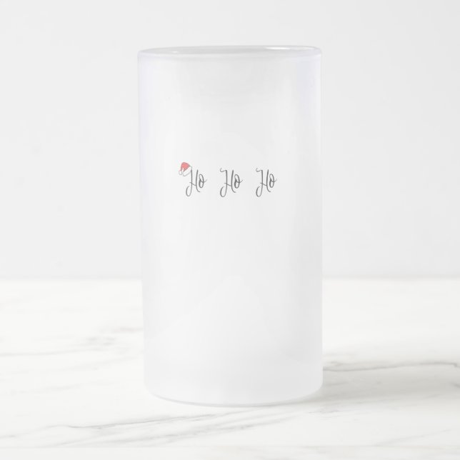 Ho Ho Ho med en röd julhatt Frostat Ölglas (Center)