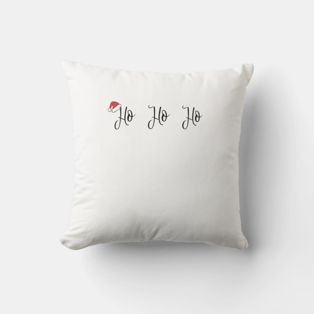 Ho Ho Ho med en röd julhatt Kudde (Framsida)