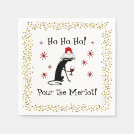 Ho Ho Ho Merlot Funny Kat jul-Vin-citat Pappersservett