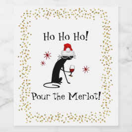 Ho Ho Ho Merlot Funny Kat jul-Vin-citat Vinflaska Etikett