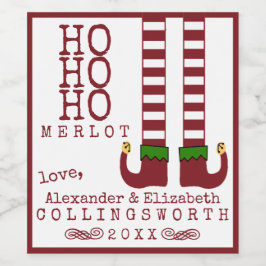 Ho Ho Ho Merlot jul Vin Label Personlig Vinflaska Etikett