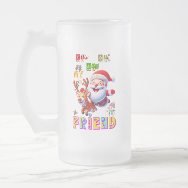 Ho Ho Ho Min Kära Vän Frostat Ölglas (Vänster)