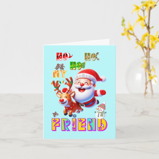 Ho Ho Ho Min Kära Vän Kort (Gul blomma)