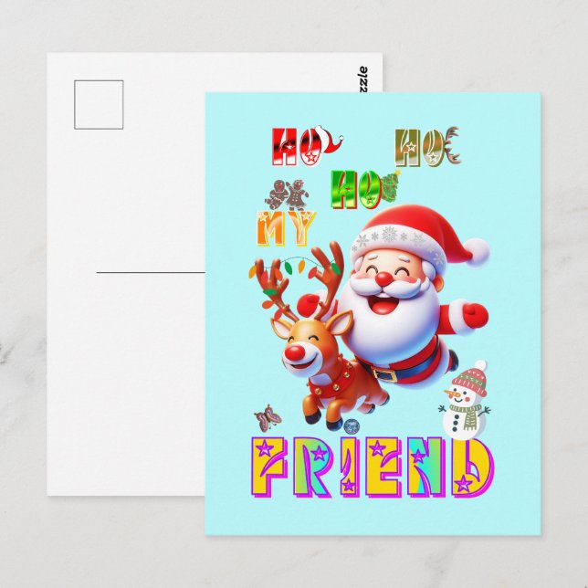Ho Ho Ho Min Kära Vän Vykort (Fram/baksida)