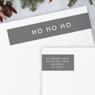 Ho Ho Ho-minimalistisk Jul-Grått-Returadress Etikettband