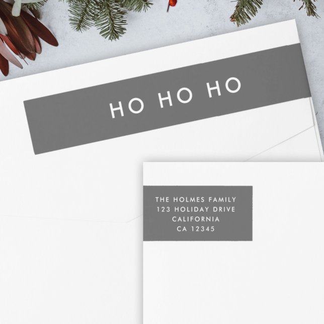 Ho Ho Ho-minimalistisk Jul-Grått-Returadress Etikettband (Skapare uppladdad)