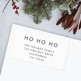 Ho Ho Ho | Minimalistisk ren, enkel, vit jul Adressetikett