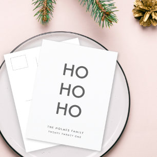 Ho Ho Ho Minimalistisk ren, enkel, vit jul Helg Vykort