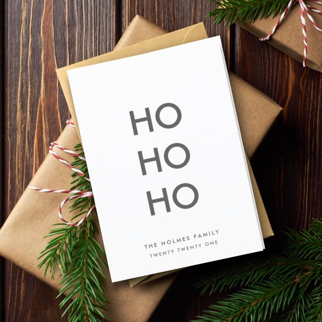 Ho Ho Ho | Minimalistisk ren, enkel, vit jul Helgkort (Skapare uppladdad)