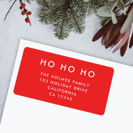 Ho Ho Ho | Minimalistisk Returadress för röd jul Adressetikett