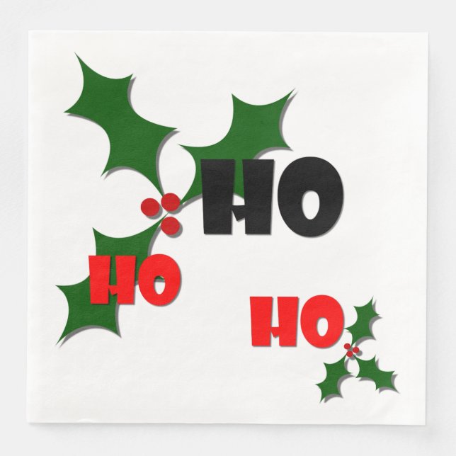 Ho Ho Ho Mistletoe Papper Napkins Pappersservett (Framsida)