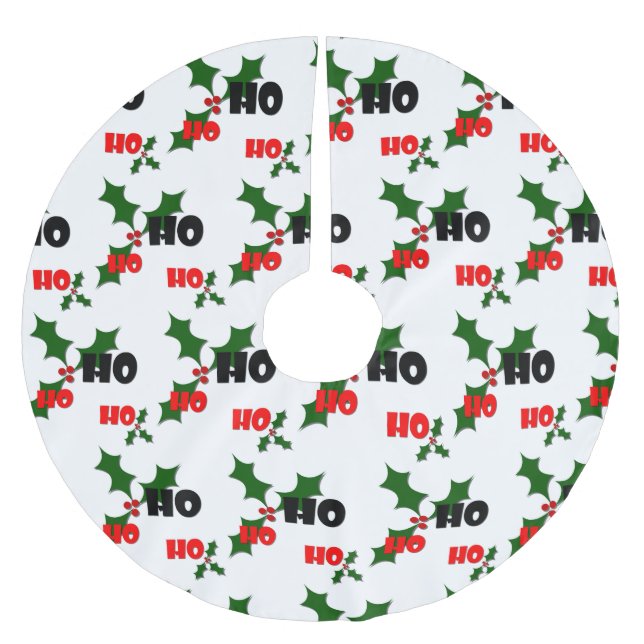 Ho Ho Ho Mistletoe Träd Skirt Julgransmatta Borstad Polyester (Framsidan)