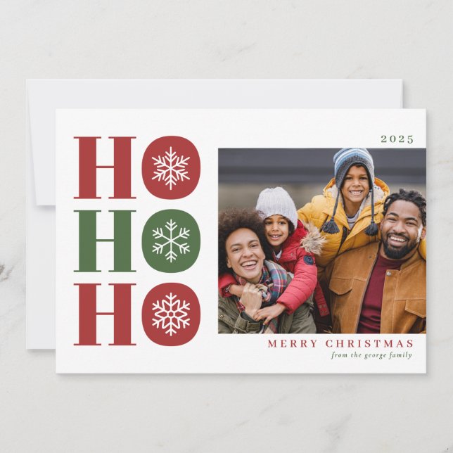 Ho Ho Ho Modern Christmas Photo Card Julkort (Framsida)