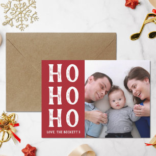 HO HO HO Modern julfoto Helgdag Julkort