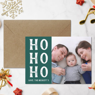 HO HO HO   Modern julfoto Helgdag Julkort