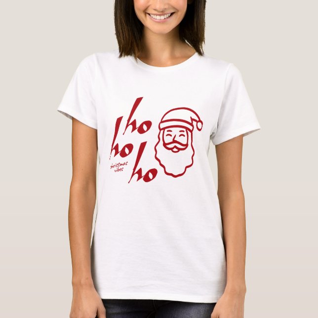 Ho Ho Ho Modern Minimalist T Shirt (Framsida)