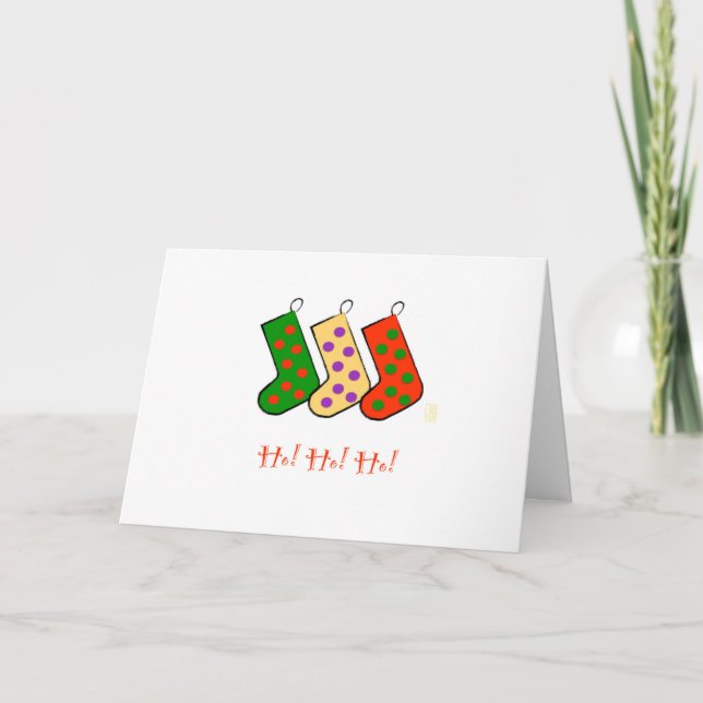 Ho! Ho! Ho! Moderna julstrumpor julkort Helgkort (Framsida)