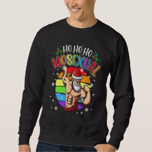 Ho Ho Ho Mosexual Gay Santa Costume Rainbow Lgbt P Lång Ärmad Tröja