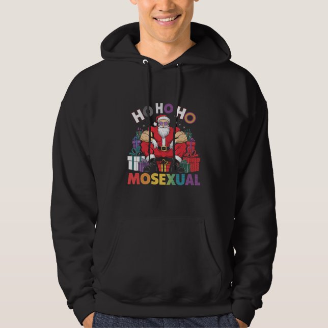 Ho Ho Ho Mosexual Gay Santa LGBT Gay pride Julafto Hoodie (Framsida)