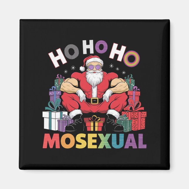 Ho Ho Ho Mosexual Gay Santa LGBT Gay pride Julafto Magnet (Framsidan)