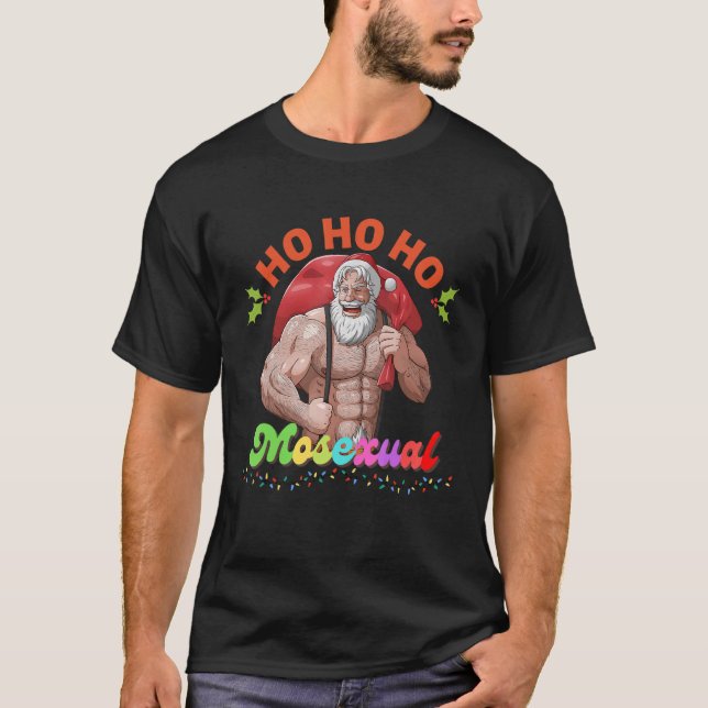 Ho Ho Ho Mosexual Gay Santa LGBT Pun Gay pride Chr T Shirt (Framsida)