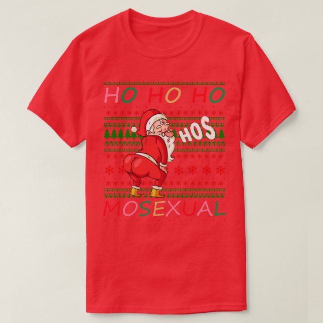 Ho Ho Ho Mosexual Ugly Sweater Mönster T Shirt (Design framsida)