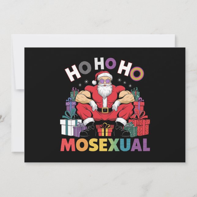 Ho Ho Ho Mosexuell Gay Santa LGBT Gay Pride Jul Inbjudningar (Framsida)