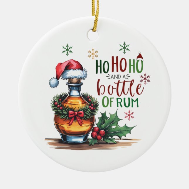 Ho Ho Ho Och En Flaska Rom Ornament (Framsidan)