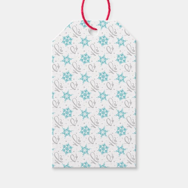 Ho Ho Ho och Snöflingor Presentetikett (Framsidan)