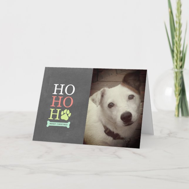 Ho Ho Ho Pawprint Pet Photo Julkort Helgkort (Framsida)