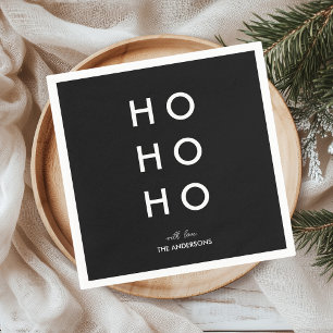 HO HO HO Personlig Family Namn Black-jul Pappersservett