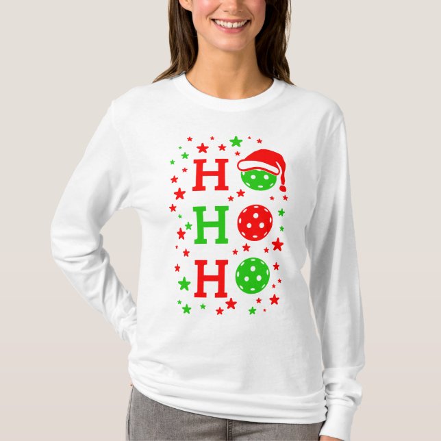 Ho, Ho, Ho Pickleball-jul T Shirt (Framsida)