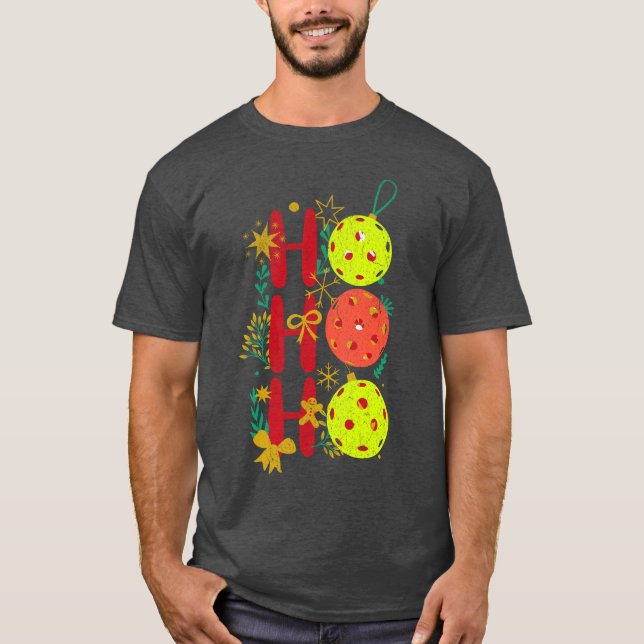 Ho Ho Ho Pickleball Retro-jul T Shirt (Framsida)