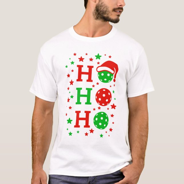Ho Ho Ho Pickleball - roligt julsport T Shirt (Framsida)