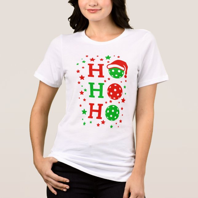 Ho Ho Ho Pickleball - roligt julsport T Shirt (Framsida)