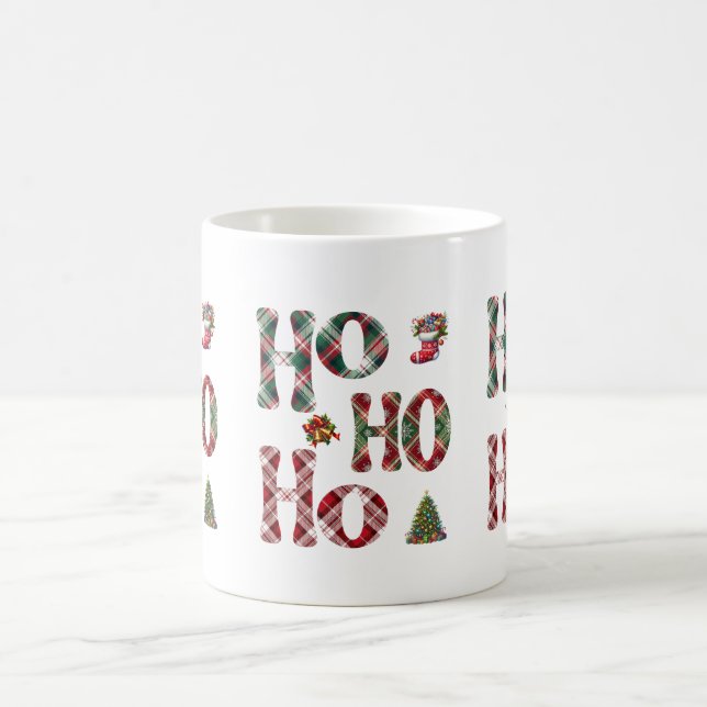 Ho Ho Ho Plaid Christmas  Kaffemugg (Center)