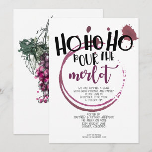 Ho Ho Ho Pour the Merlot jul Party Inbjudningar