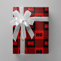Ho Ho Ho Red & Black Chic Christmas Buffalo Plaid Presentpapper