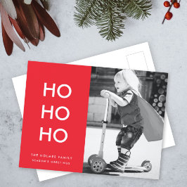 Ho Ho Ho | Red Julafton Photo Roligt Modern Minima Helg Vykort