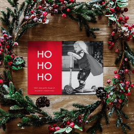 Ho Ho Ho | Red Julafton Photo Roligt Modern Minima Julkort