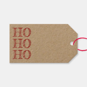 Ho Ho Ho Red Kraft blank handskriven jul Presentetikett