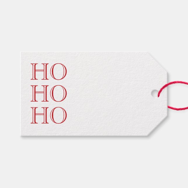 Ho Ho Ho Red & white blank modern jul Presentetikett (Framsidan (Horisontell))