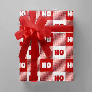 Ho Ho Ho Red & White Chic Christmas Buffalo Plaid Presentpapper