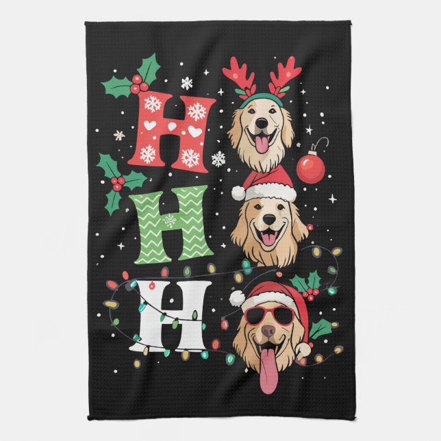 Ho Ho Ho Retrievers Golden Xmas Kökshandduk (Vertikal)