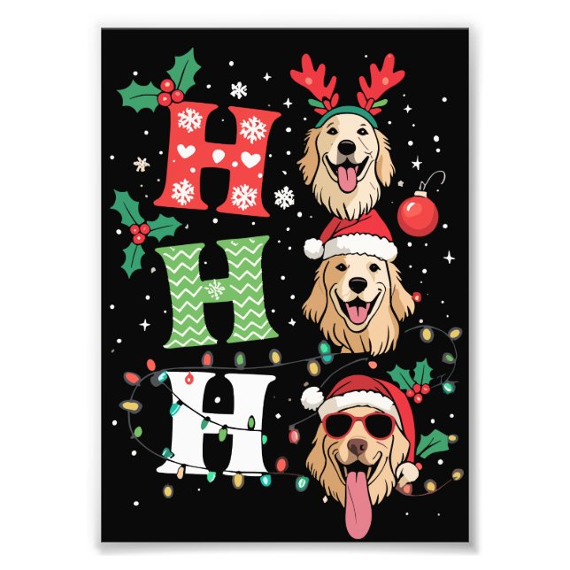 Ho Ho Ho Retrievers Gyllene Jul Fototryck (Framsidan)