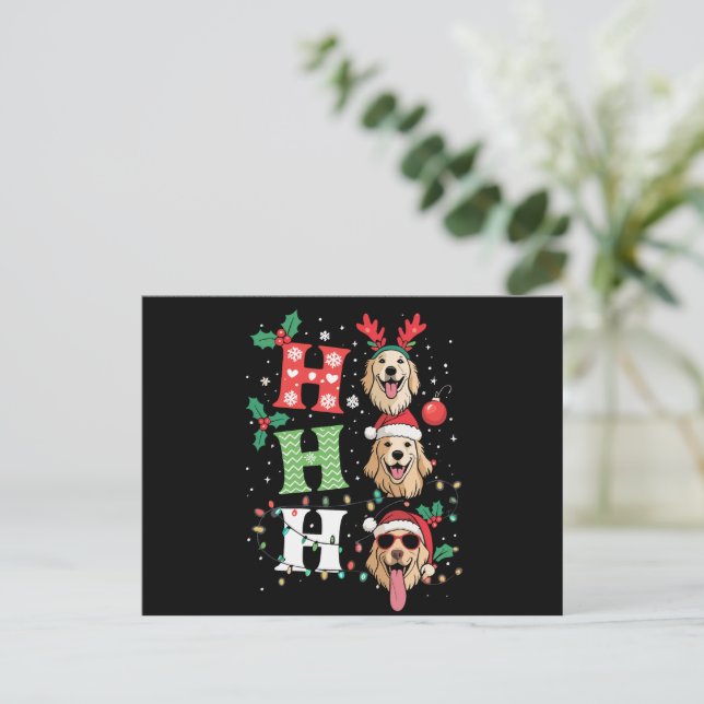 Ho Ho Ho Retrievers Gyllene Jul Helg Vykort (Stående Fram)