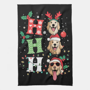 Ho Ho Ho Retrievers Gyllene Jul Kökshandduk
