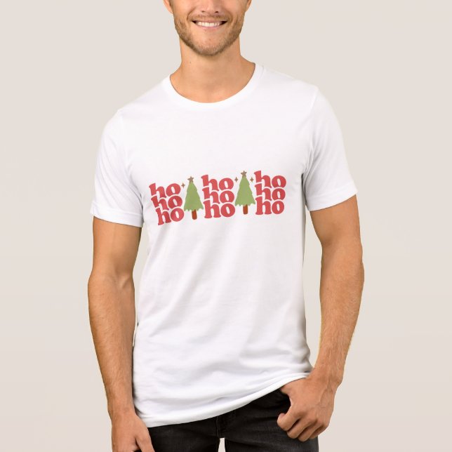 Ho Ho Ho Retro Groovy-Helgdagar T Shirt (Framsida)
